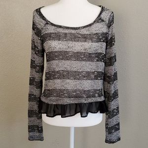 Striped Sweater With Ruffle trim